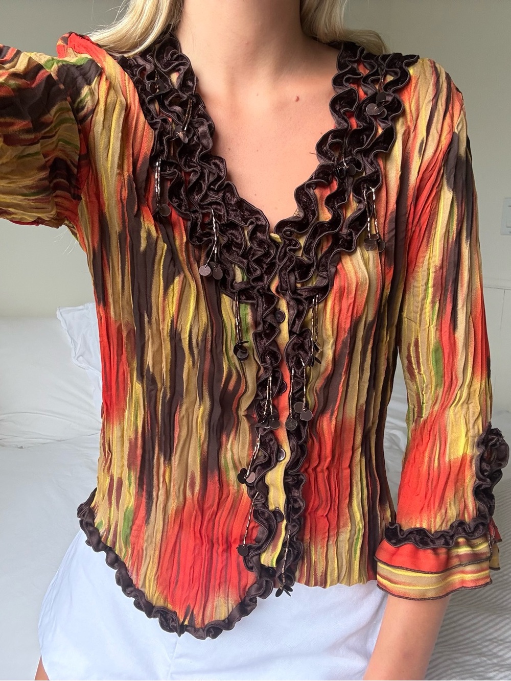 vintagr  Ruffled sequin funky Blouse in Multicolor